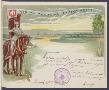 Telegram patriotyczny : Wsp&oacute;lna moc zdoła nas tylko ocalić! [DZS 92 III/73]