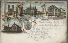Gruss aus Posen. Petrikirche. Neues Stadthaus & Hauptwache. Friedr. Wilhelm Gymnasium. Kloster in Wilda.