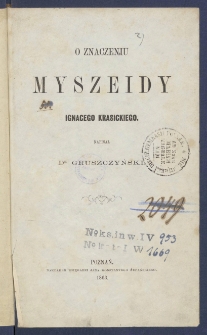 O znaczeniu "Myszeidy" Ignacego Krasickiego.