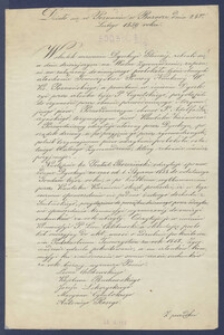 Działo się w Poznaniu w Bazarze dnia 24go Lutego 1859 roku : [Incipit:] W skutek wezwania Dyrekcyi Gł&oacute;wnej, zebrali się w dniu dzisiejszym na Walne Zgromadzenie [...]
