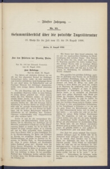 Gesamt&uuml;berblick &uuml;ber die Polnische Tagesliteratur 1896.08.31 R.5 Nr35