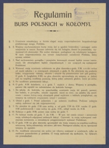 Regulamin burs polskich w Kołomyi