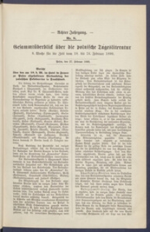 Gesamt&uuml;berblick &uuml;ber die Polnische Tagesliteratur 1899.02.27 R.8 Nr8