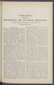 Gesamt&uuml;berblick &uuml;ber die Polnische Tagesliteratur 1903.05.05 R.12 Nr17