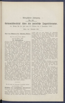Gesamt&uuml;berblick &uuml;ber die Polnische Tagesliteratur 1905.11.07 R.14 Nr44