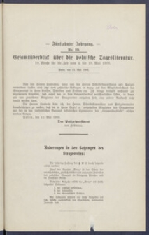 Gesamt&uuml;berblick &uuml;ber die Polnische Tagesliteratur 1906.05.15 R.15 Nr19