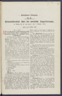 Gesamt&uuml;berblick &uuml;ber die Polnische Tagesliteratur 1906.10.09 R.15 Nr40