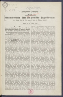 Gesamt&uuml;berblick &uuml;ber die Polnische Tagesliteratur 1906.10.16 R.15 Nr41