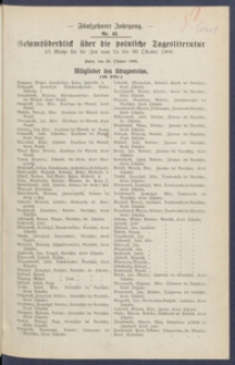 Gesamt&uuml;berblick &uuml;ber die Polnische Tagesliteratur 1906.10.30 R.15 Nr43