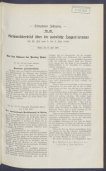 Gesamt&uuml;berblick &uuml;ber die Polnische Tagesliteratur 1908.07.14 R.17 Nr28