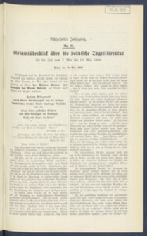 Gesamt&uuml;berblick &uuml;ber die Polnische Tagesliteratur 1909.05.18 R.17 Nr19