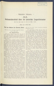 Gesamt&uuml;berblick &uuml;ber die Polnische Tagesliteratur 1909.05.25 R.17 Nr20