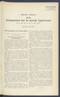 Gesamt&uuml;berblick &uuml;ber die Polnische Tagesliteratur 1909.07.20 R.17 Nr28