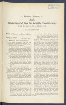 Gesamt&uuml;berblick &uuml;ber die Polnische Tagesliteratur 1909.10.26 R.17 Nr42
