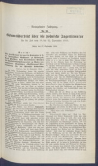 Gesamt&uuml;berblick &uuml;ber die Polnische Tagesliteratur 1910.09.27 R.19 Nr38