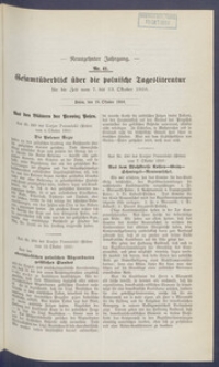 Gesamt&uuml;berblick &uuml;ber die Polnische Tagesliteratur 1910.10.18 R.19 Nr41