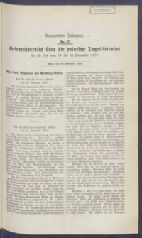 Gesamt&uuml;berblick &uuml;ber die Polnische Tagesliteratur 1910.11.29 R.19 Nr47