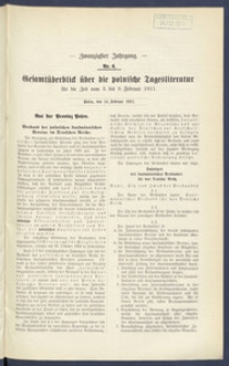 Gesamt&uuml;berblick &uuml;ber die Polnische Tagesliteratur 1911.02.14 R.20 Nr6