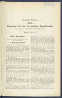 Gesamt&uuml;berblick &uuml;ber die Polnische Tagesliteratur 1911.03.07 R.20 Nr9