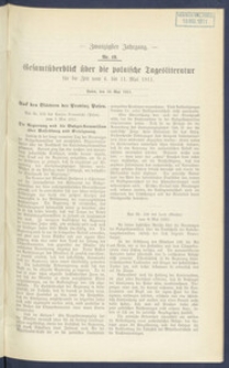 Gesamt&uuml;berblick &uuml;ber die Polnische Tagesliteratur 1911.05.16 R.20 Nr19