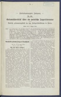 Gesamt&uuml;berblick &uuml;ber die Polnische Tagesliteratur 1916.08.01 R.25 Nr30