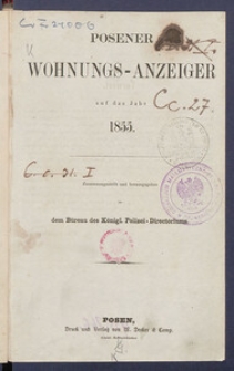 Posener&nbsp;Wohnungs-Anzeiger&nbsp;auf das Jahr 1855