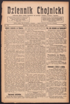 Dziennik Chojnicki : codzienne pismo polsko-katolickie połączone z Orędownikiem Powiatowym Starostwa Chojnickiego 1921.08.06 R.1 Nr178