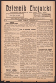 Dziennik Chojnicki : codzienne pismo polsko-katolickie połączone z Orędownikiem Powiatowym Starostwa Chojnickiego 1921.08.09 R.1 Nr180