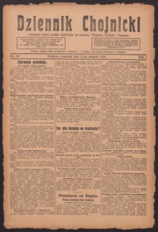 Dziennik Chojnicki : codzienne pismo polsko-katolickie połączone z Orędownikiem Powiatowym Starostwa Chojnickiego 1921.08.11 R.1 Nr182