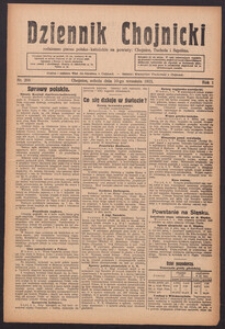 Dziennik Chojnicki : codzienne pismo polsko-katolickie połączone z Orędownikiem Powiatowym Starostwa Chojnickiego 1921.09.10 R.1 Nr208