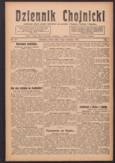 Dziennik Chojnicki : codzienne pismo polsko-katolickie połączone z Orędownikiem Powiatowym Starostwa Chojnickiego 1921.09.14 R.1 Nr211