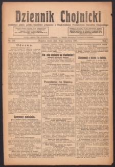 Dziennik Chojnicki : codzienne pismo polsko-katolickie połączone z Orędownikiem Powiatowym Starostwa Chojnickiego 1921.06.15 R.1 Nr134