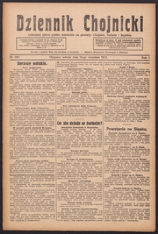 Dziennik Chojnicki : codzienne pismo polsko-katolickie połączone z Orędownikiem Powiatowym Starostwa Chojnickiego 1921.09.24 R.1 Nr220