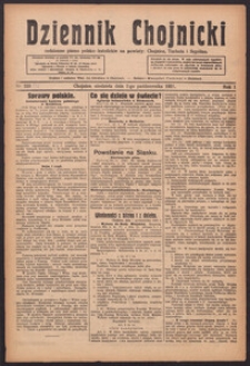 Dziennik Chojnicki : codzienne pismo polsko-katolickie połączone z Orędownikiem Powiatowym Starostwa Chojnickiego 1921.10.02 R.1 Nr226