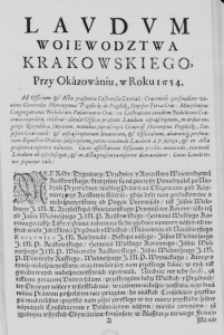 Laudum Woiewodztwa Krakowskiego przy Okazowaniu, w Roku 1634.