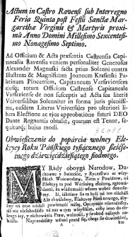 Obwieszczenie do poparcia wolney Elekcyey Roku Pańskiego tysiącznego sześćsetnego dźiewięćdżiesiątego siodmego