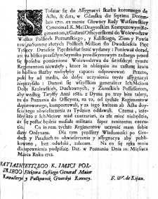 [Obwieszczenie w sprawie dostarczenia do Poznania podatku na wojsko stojące w Wielkopolsce]
