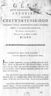 Głos Jasnie Oswieconego [...] JMci Antoniego Swatopełk Czetwertynskiego Chorazego i Posła Woiewodztwa Bracławskiego, Orderu S. Stanisława Kawalera, na Sessyi Seymowey Roku 1790. d. 2go Marca, in pleno miany