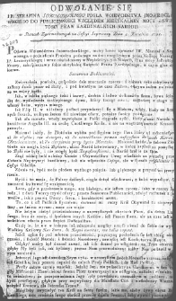 Odwołanie się JP. Serafina Sokołowskiego Posła Woiewodztwa Inowrocławskiego do Publicznnosci względem nietykalney Mocy i Swiętosci Praw Kardynalnych Narodu. W Stanach Zgromadzonych na Sessyi Seymowey Dnia 4. Kwietnia 1791.