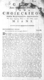 Głos Jaśnie Wielmożnego JMci Pana Jana Choieckiego Posła Woiewodztwa Kiiowskiego na Sessyi Seymowey Dnia 27. 8bris Roku 1791. miany