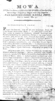 Mowa J. W. Jmci Pana Barona z Ludinghausen-Wolffa, od Stanu Rycerskiego Kurlandzkiego i Semigalskiego Delegata miana przy pożegnaniu Nayjasnieyszego Krola Jmci, Dnia 12. Grudnia, Roku 1791.