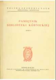 Początki Bnina. Pamiętnik Biblioteki Kórnickiej Z. 8.