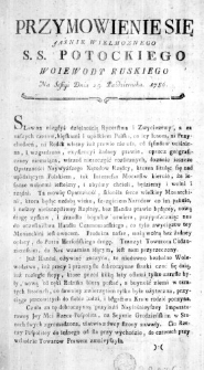 Przymowienie się Jasnie Wielmoznego S. S. Potockiego Woiewody Ruskiego na Sessyi Dnia 25. Października 1786.