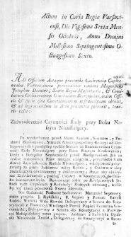 Zaświadczenie czynności Rady przy Boku Naszym Nieustaiącey