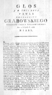 Głos J. W. Imci Pana Pawła z Konopice Grabowskiego Starosty i Posła Wołkowyskiego Dnia 2. Listopada R. 1786. miany
