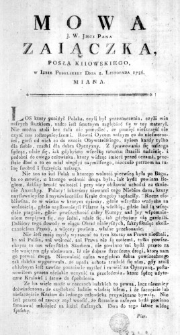 Mowa J. W. Jmci Pana Zaiączka, Posła Kiiowskiego, w Izbie Poselskiey Dnia 2. Listopada 1786. miana