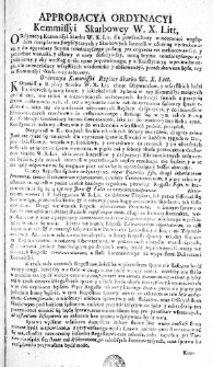 Approbacya Ordynacyi Kommissyi Skarbowey W. X. Litt,