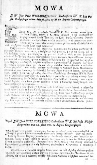 Mowa J. W. Jmci Pana Wielhorskiego Kuchmistrza W. X. Litt Posła Wołyńskiego miana dnia 6. 9 bris 1766. na Seymie Ordynaryinym